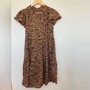 Anthropologie Leopard-Print Tiered Maxi Dress - Brown/Black/Tan